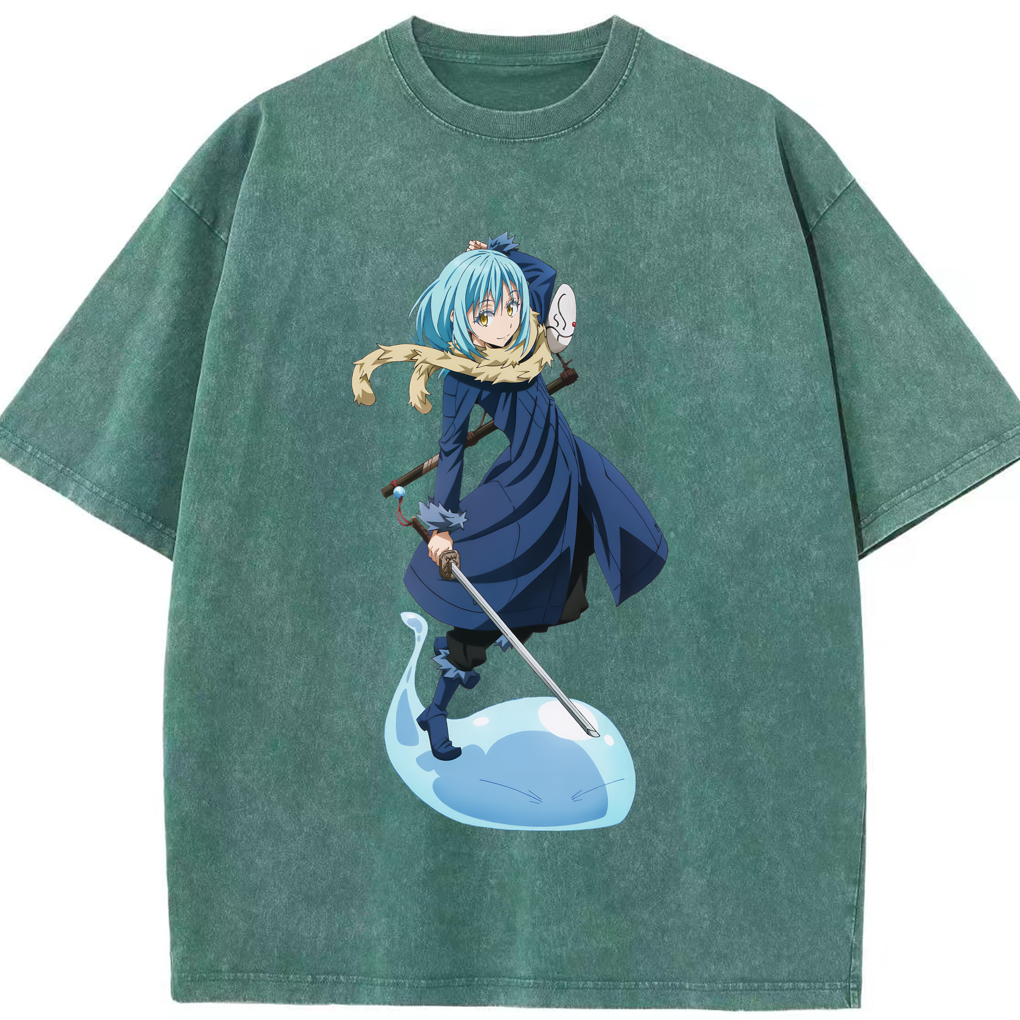 （画像用） 転スラ Regarding Reincarnated to Slime 綿100% ヴィンテージ風 半袖Tシャツ（フロントプリント）